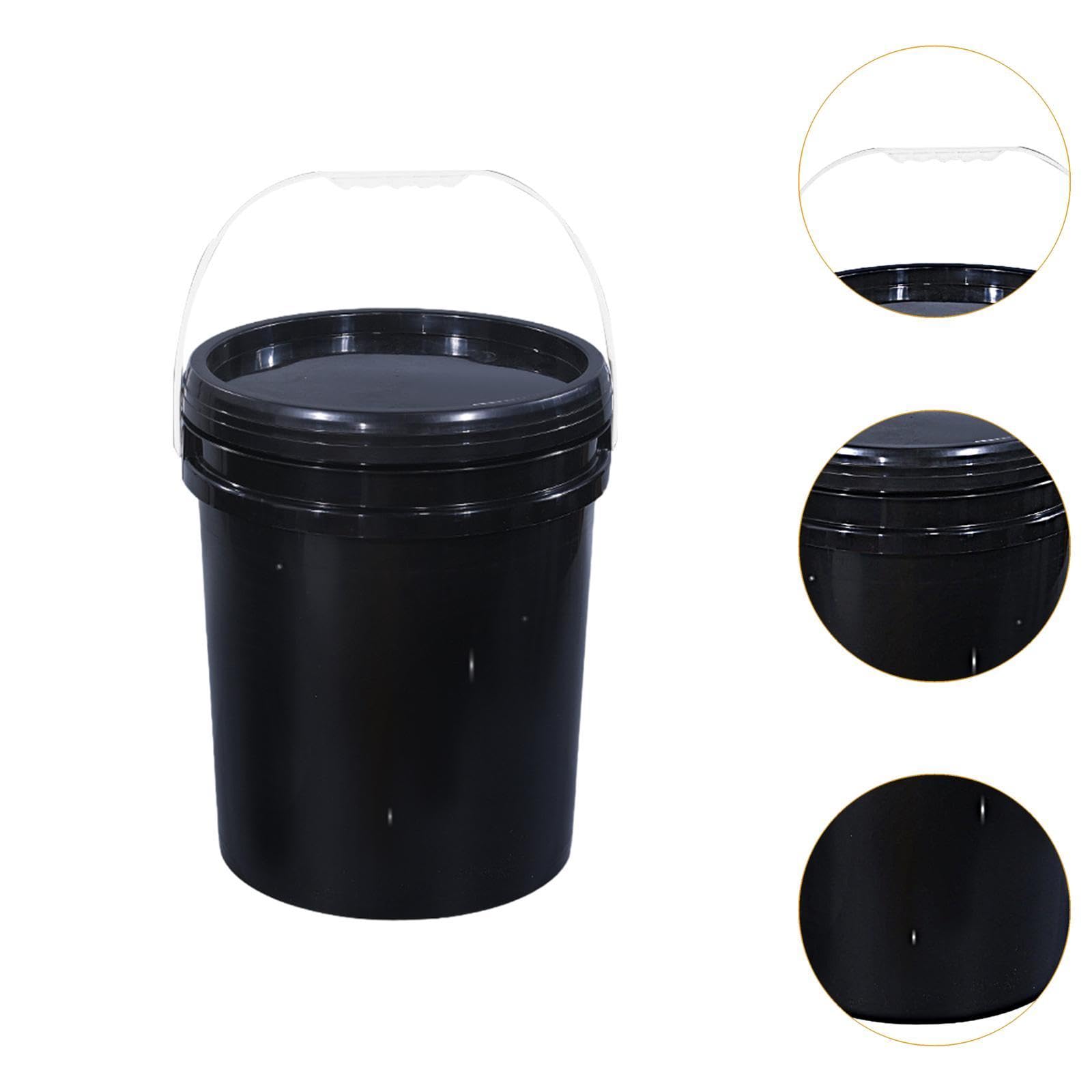 Cubeta de Almacenamiento Contenedor Vacío con Asa Ergonómica Y Tapa Sólida de PP para Agua Guardar Pintura Granos Frutas Adecuad, Negro, Individual