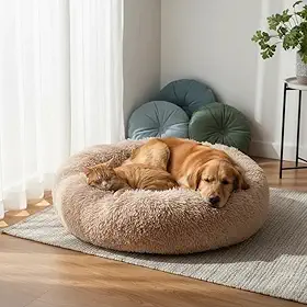 CAMA PET NUVEM PELUCIA REDONDA G CAMINHA PELUCIADA CASA NINHO Cachorros E Gatos DONUT CASINHA PELUCIA FELPUDA FUNDO ANTIDERRAPANTE QUALIDADE PREMIUM G 60CM (CARAMELO)