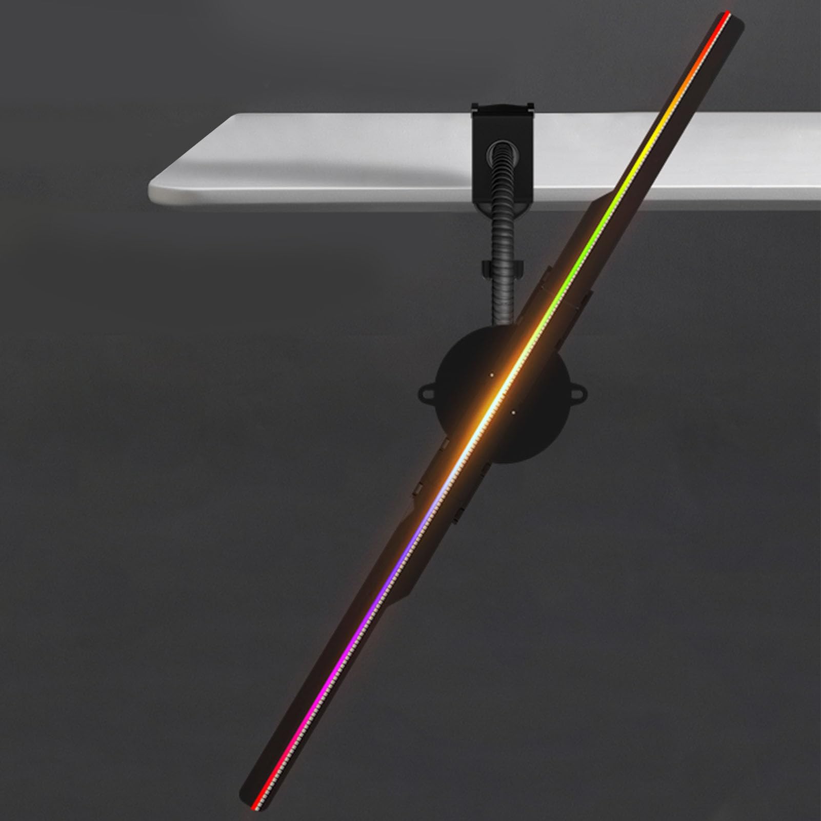 Asixxsix WiFi 16,5 Zoll 3D-Hologramm-Lüfterprojektor mit 224 LED (EU) | Auflösung 2000 X 224, PC-Mobile-App-Steuerung, mit Schreibtischclip, für Business-Store-Display-Events, Messen
