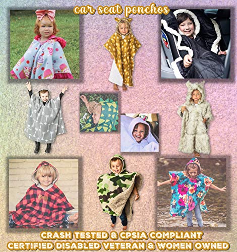 Kids Car Seat Poncho Boy Safe Coat Black Puffer Toddler Kids Down Sherpa Poofy Warm Hooded Blanket Safe Use Over Seat Belts - Thumbnail 2
