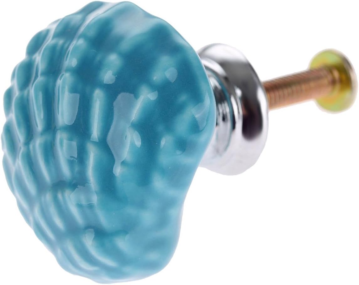 Shell Shape Drawer Cupboard Pulls Handles Wardrobe Drawer Cabinet Door Kitchen Knobs and Handles, Pack of 6 (Blue)