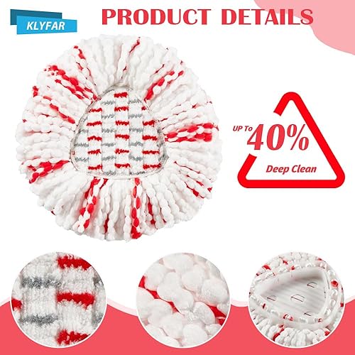 Miniatura 3 de Paquete de 3 cabezales de repuesto para fregona Ocedar Easywring con sistema de 1 tanque, repuesto de repuesto de fregona de microfibra, fregona de