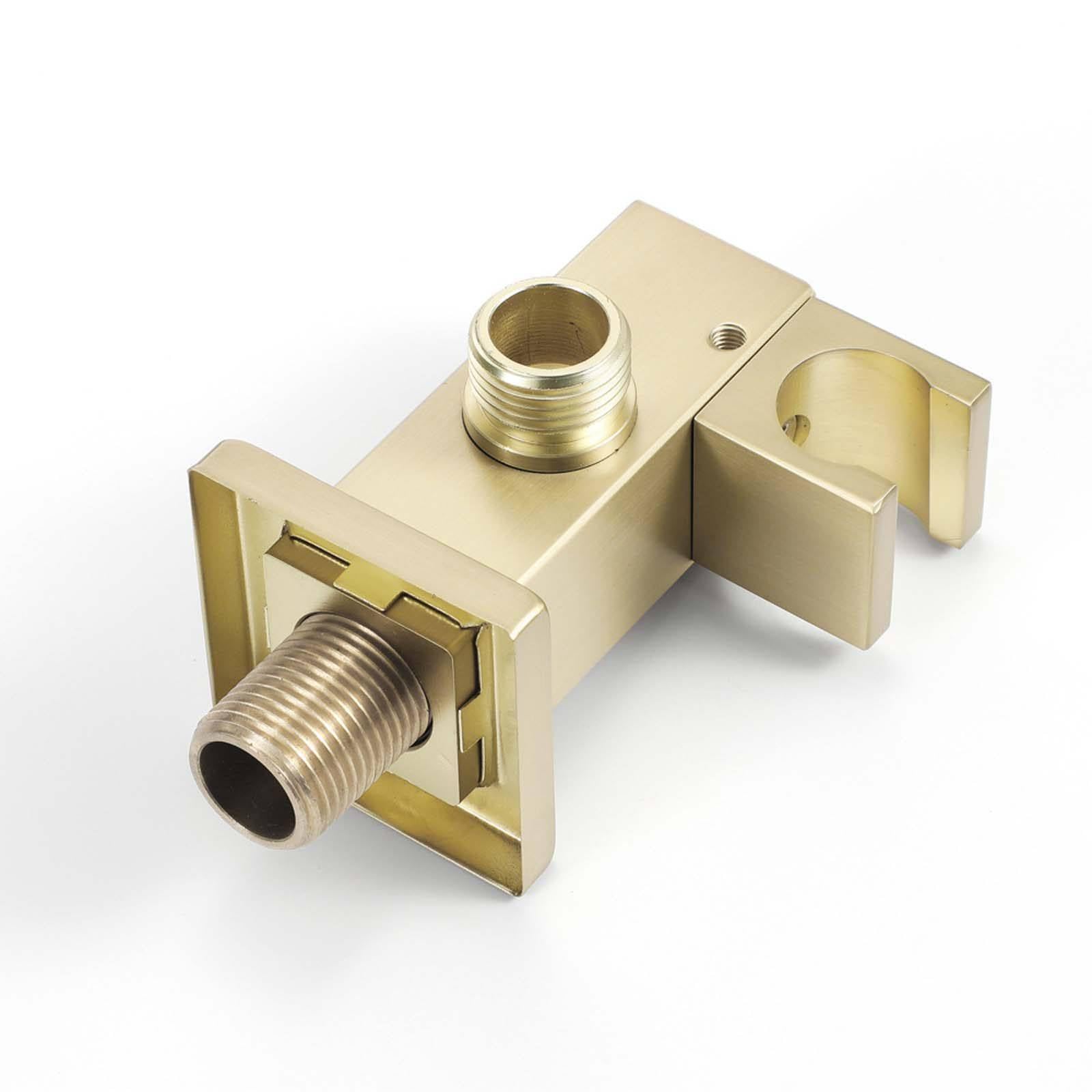 Soporte Ducha Pared Montado en La Pared Soporte Alcachofa Ducha Rotación Oro Cepillado Soporte Ducha Latón Soporte de Ducha Cuadrado Soporte para Ducha Estilo de Lujo Ligero