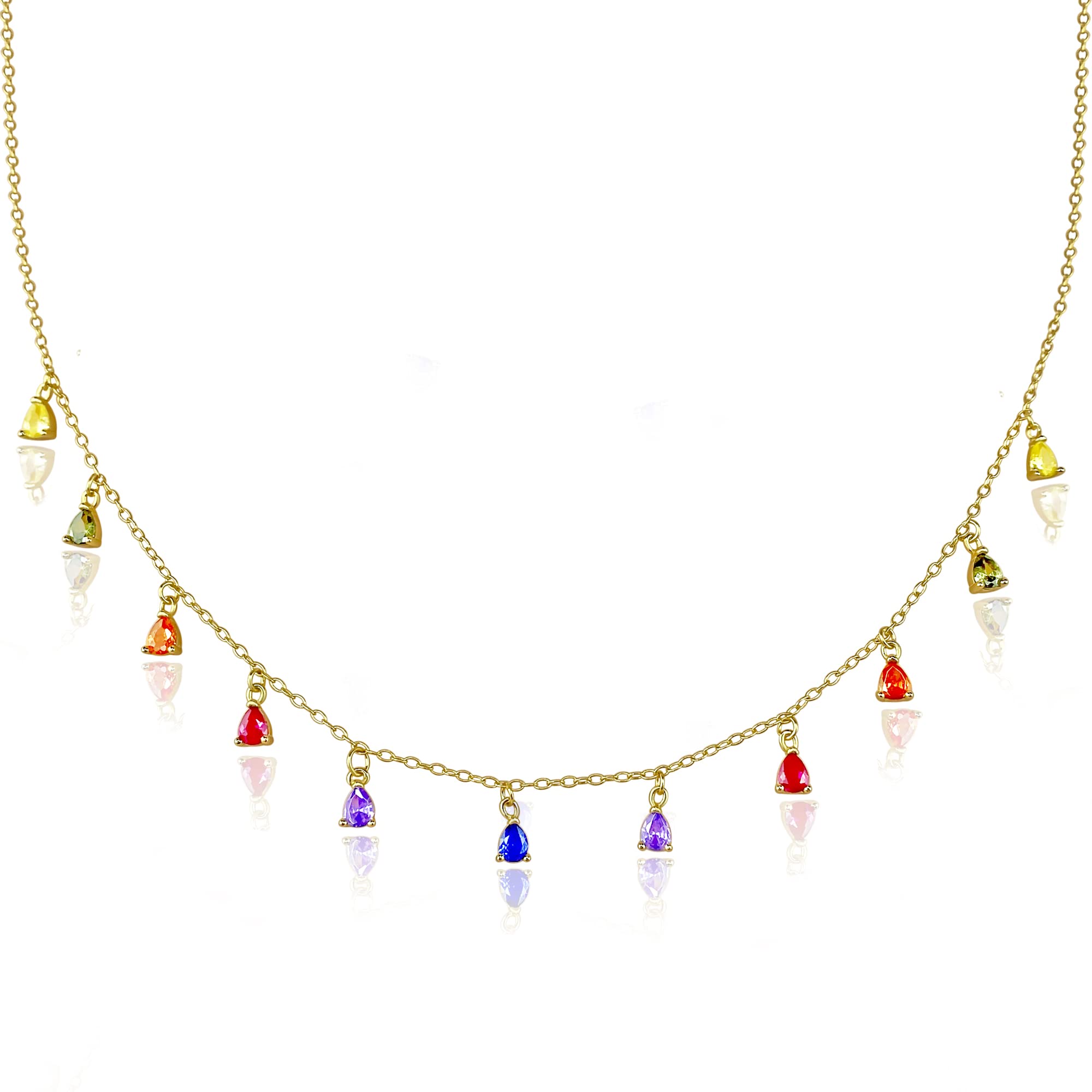 Crystalina Collar mujer plata de ley 925 chapado en oro 18K con colgantes, Gargantillas mujer, Cadena plata ajustable, Collares mujer, Regalos originales para mujer