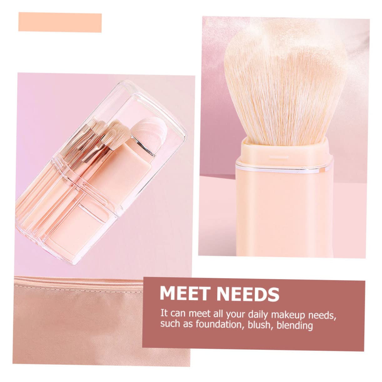 minkissy 2 Set Pennello da trucco 8 in 1 comodo strumento per il trucco applicatori per il trucco applicatori di ombretti pennello cosmetico pennello per labbra 4 in 1 pennello per fard