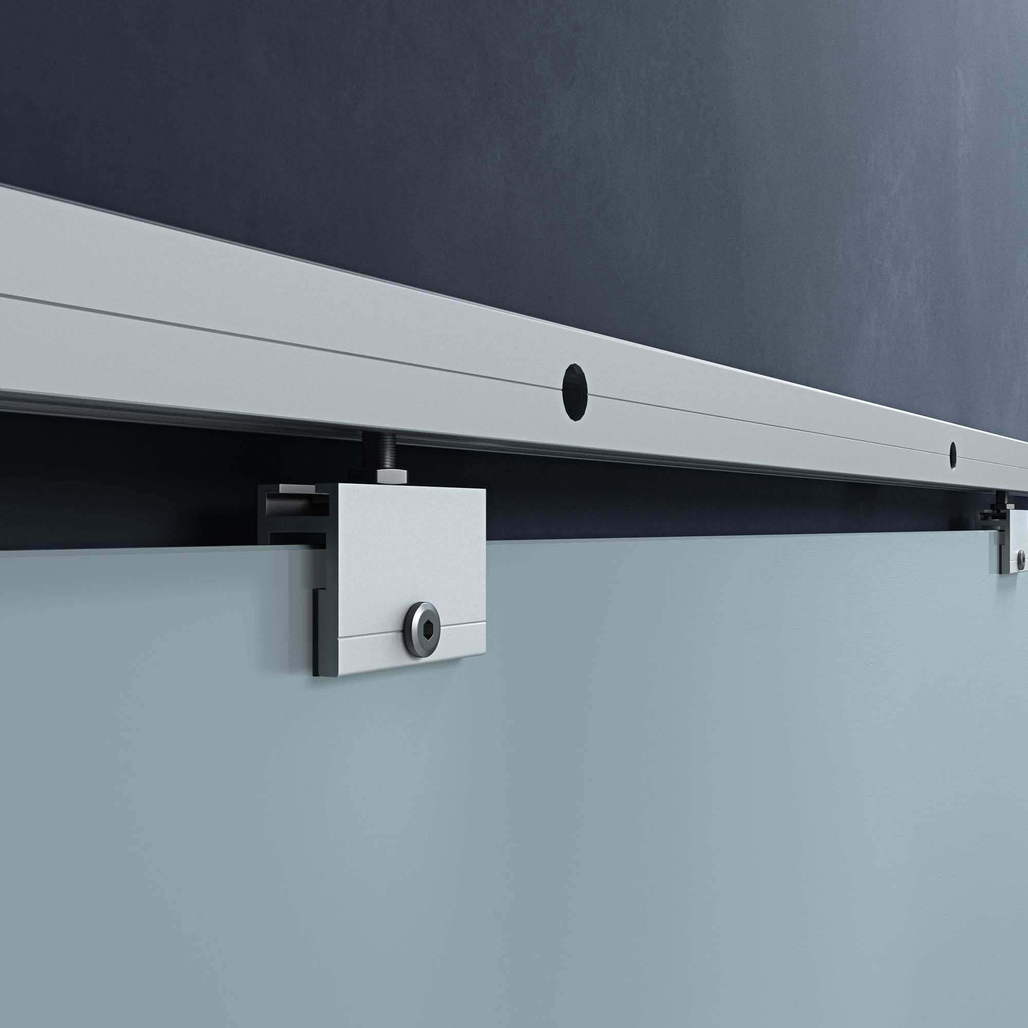 Mai & Mai Porta Scorrevole in Vetro 90x215cm, Porta Scorrevole Interna Satinato 8mm in 5 Strisce con Binario e Maniglia Rotonda per Bagno Cucina Studio Ufficio, Amalfi TS11H-900 MSMG
