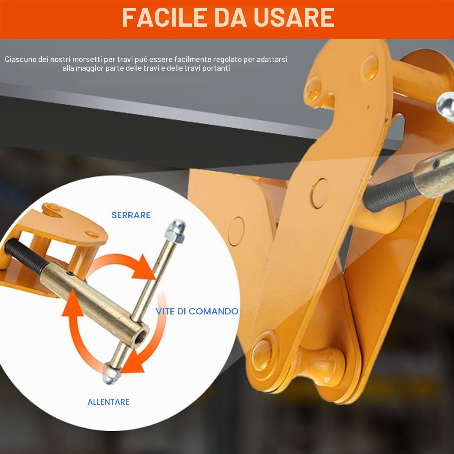 Morsetto per Sollevamento Trave, 1 Tonnellata Morsetto per Travi 75-220 mm, Morsetto Universale della Trave di Acciaio Pesante, Morsetto di Supporto Per Fabbriche Magazzini Edifici (1T)