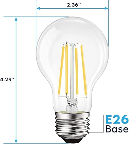 Miniatura 3 de LUXRITE Bombillas LED vintage A19 equivalentes a 100 W, 1600 lúmenes, blanco frío 4000 K, bombillas Edison regulables, 12 W, clasificación de