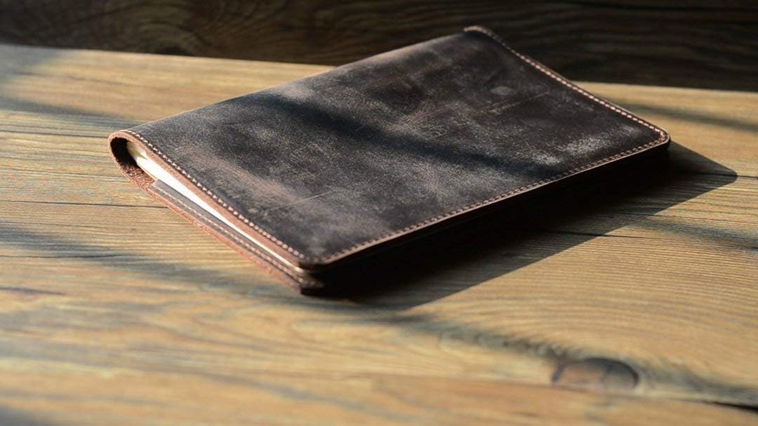 Engraving Personalized leather cover case for A5 notebook/Simple A5 Refillable Leather Journal Notebook cover vintage retro darkbrown