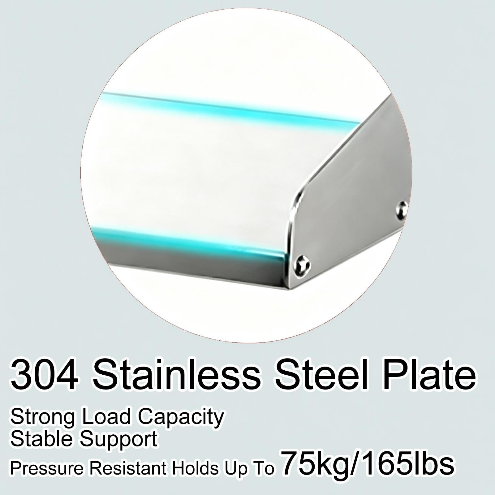Mensola da Parete a 2 Livelli, Acciaio Inox 304 Supporto Carico 75kg