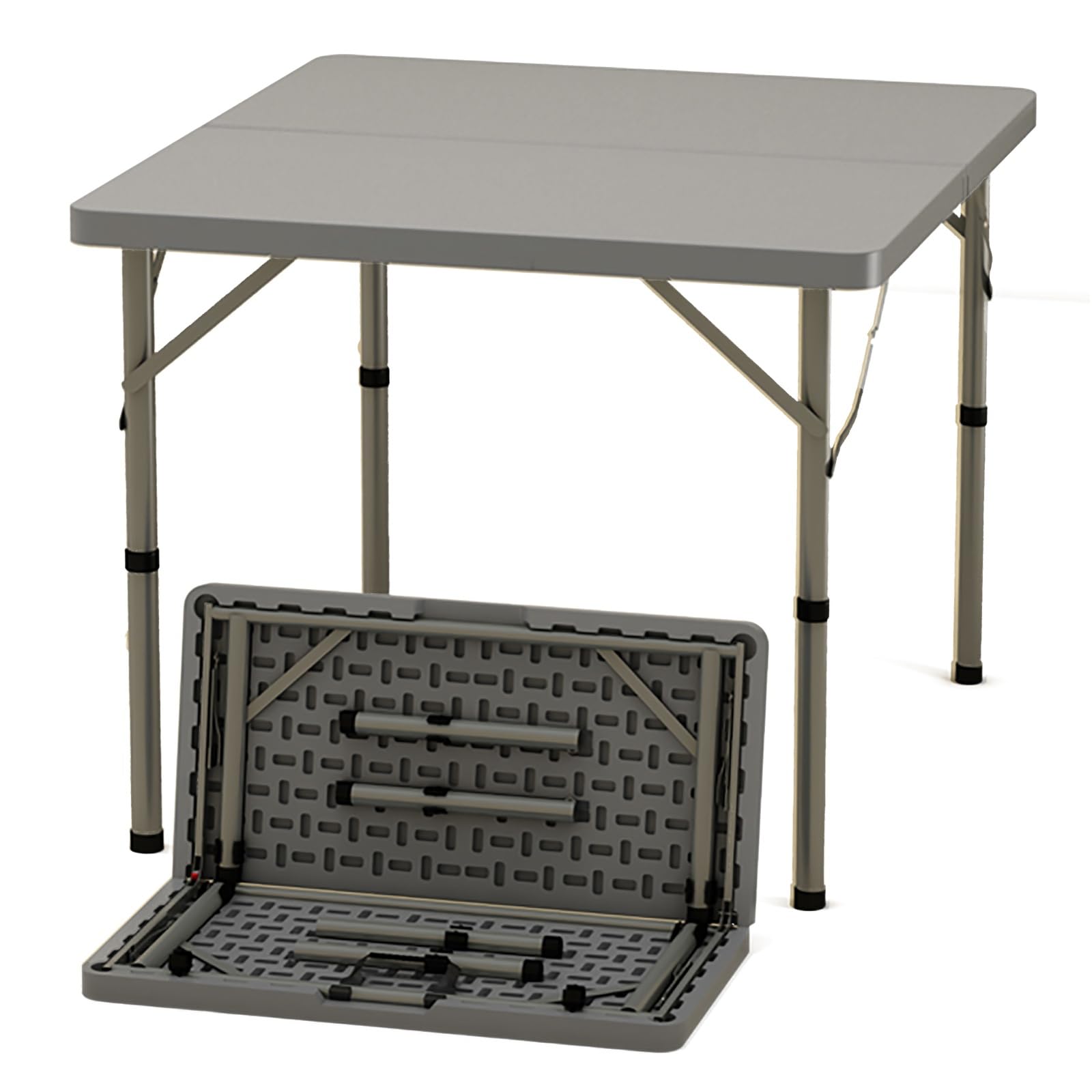 Table pliante en plastique blanc avec pieds pliables pour buffet et camping