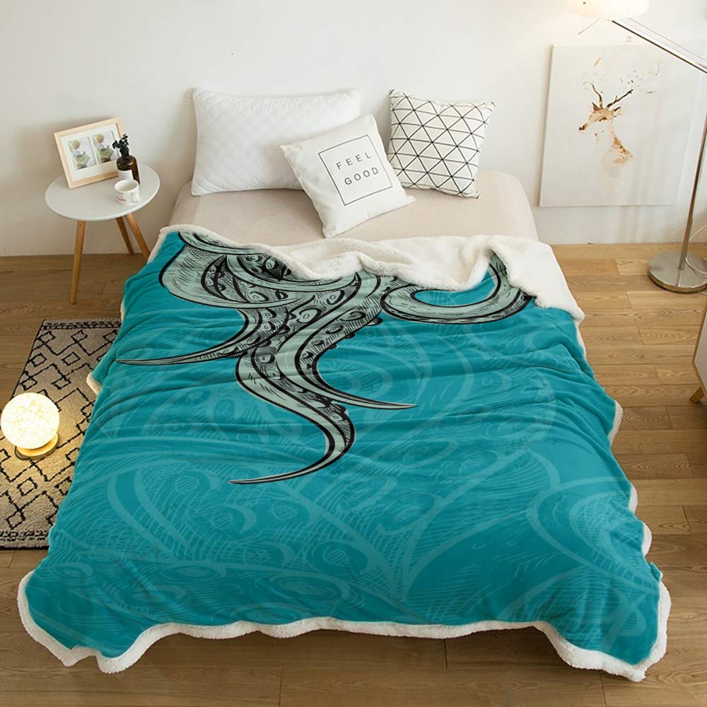 Amazon.com: CyCoShower Plush Sherpa Fleece Throw Blanket Octopus Tentacles  Blue Vintage Sea Ocean Warm Cozy Blanket,Soft Fuzzy Reversible Lightweight  Blanket for Couch,Sofa and Bed 50x60 inch : Hogar y Cocina