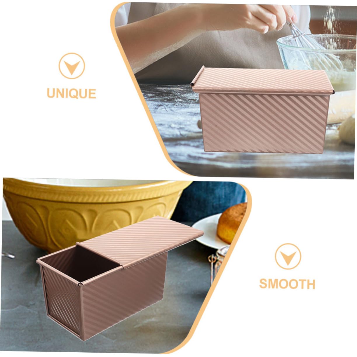 IMIKEYA Antihaft Brotform mit Deckel aus Kohlenstoffstahl Rechteckig 2 Stück 25cm für Brotbacken und Toasten zu Hause und Professionellen Einsatz