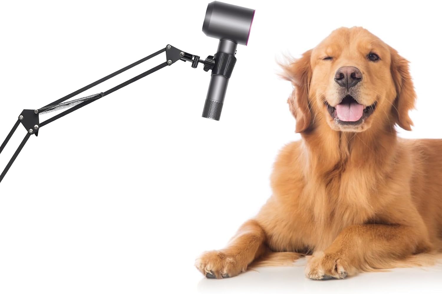 Soporte para secador de pelo con base pesada, soporte multifuncional de altura y ángulo ajustable para secador de pelo con una base pesada para el hogar y el cuidado de mascotas