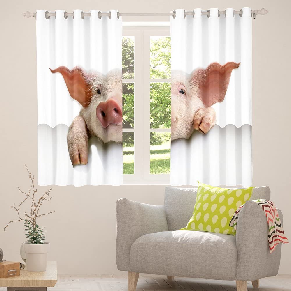 Urocza świnka zasłony zaciemniające (30%-50%) 3D zwierzęta kurtyna kawaii świnka zaciemniająca okna do sypialni świnia zwierzęta dekoracje okienne szer. 66 x dł. 72