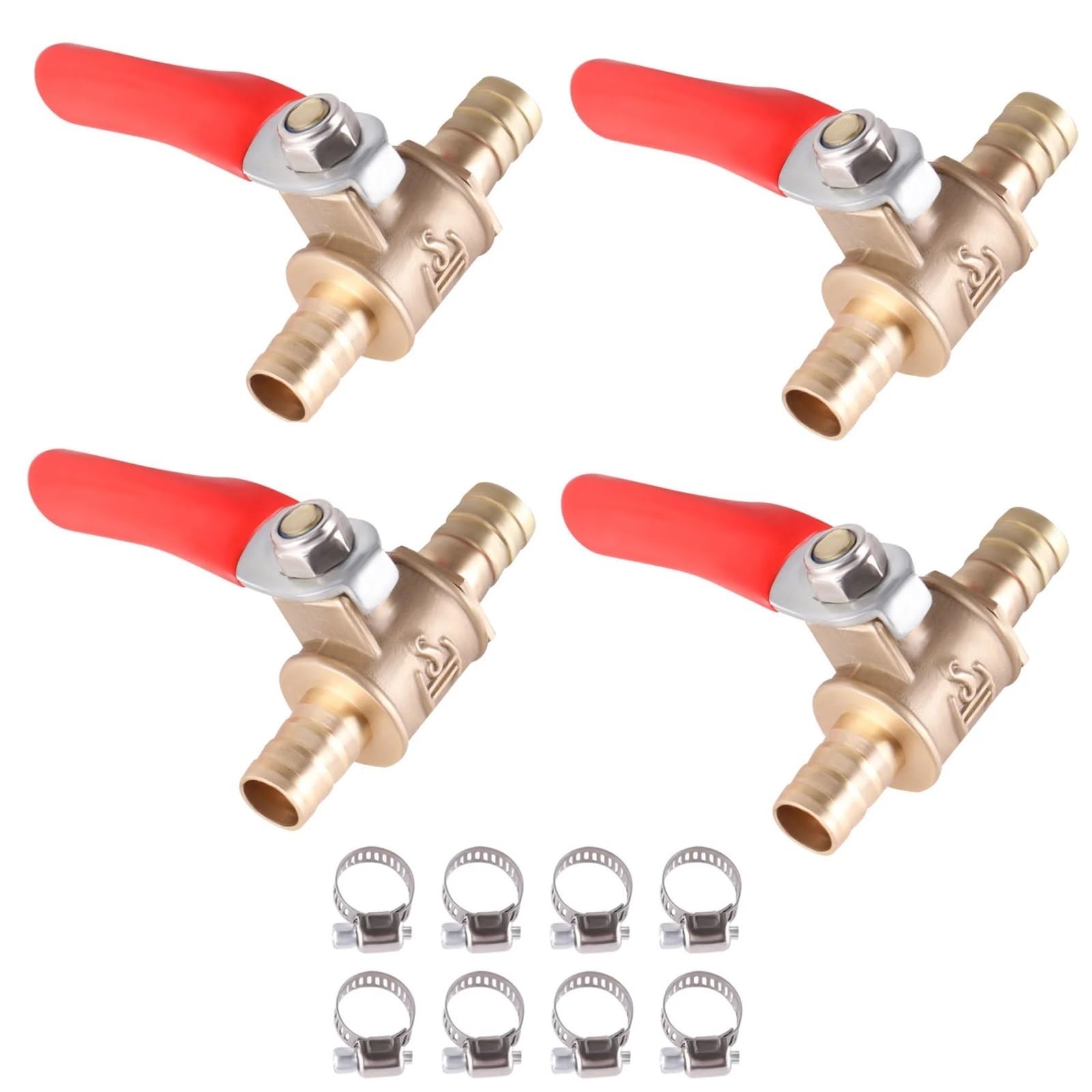 valvola limitatrice pressione Valvola di Sovrappre 4 pezzi Rame Rosso Maniglia Piccole Valvole a Sfera 8mm Tubo Ottone Acqua Olio Aria Gas Linea Valvola a Sfera di Intercettazione Raccordi per Tubi