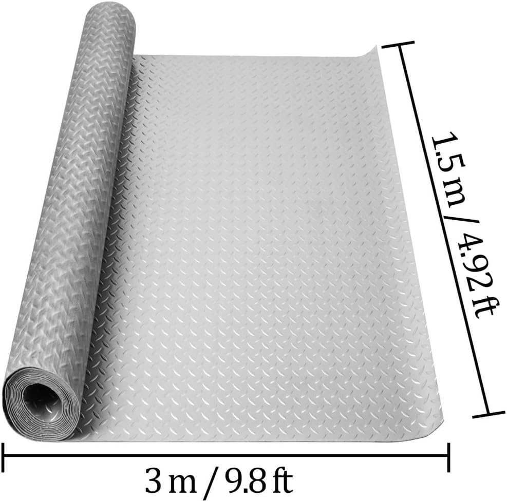 Heavy Duty Garage Floor Mat - Non-Slip Diamond Plate PVC Vinyl Rolls, 1.5mm Thick, Ideal for SUV, Trucks, Sports Cars - Durable Indoor Parking Solution,1.5x3m