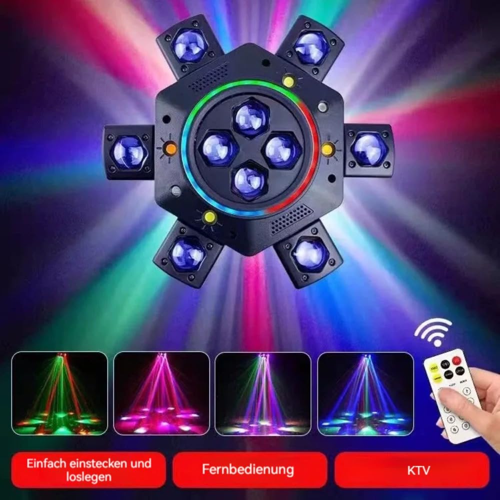 Multi-Beam-LED-Atmosphärenlicht, Moving Head LED DJ Bühnenlicht, 150W 4 Lampenarm RGBW Gobo Beam Discolicht Partylicht mit Fernsteuerung, für DJ Bar Geburtstag Club Hochzeit