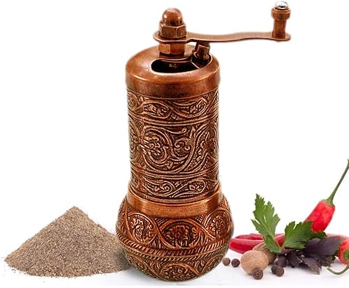 Miniatura 4 de Molinillo de sal y pimienta negra, molinillo de especias recargable, molinillo de pimienta turca vintage, molinillo de sal auténtico con grosor