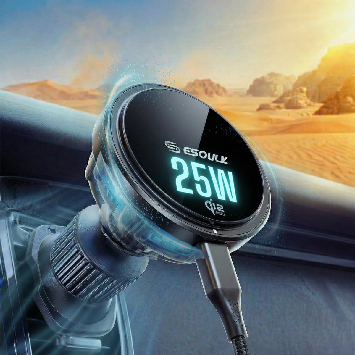 Photo 1 of [Esoulk] Qi2 25W Fast Wireless Car Charger with Cooling Fan, MagSafe Compatible Magnetic Air Vent Mount for iPhone 17/16 Pro Max & Android