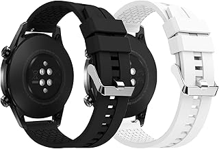 سوار معصم رياضي بديل من السيليكون الناعم قابل للتعديل لساعة هواوي GT2/GT3/GT2 برو 46 ملم 22 ملم لساعة هواوي GT 2 46 ملم/GT/GT اكتيف/GT 2e/ ووتش 3/3 برو، قطعتين