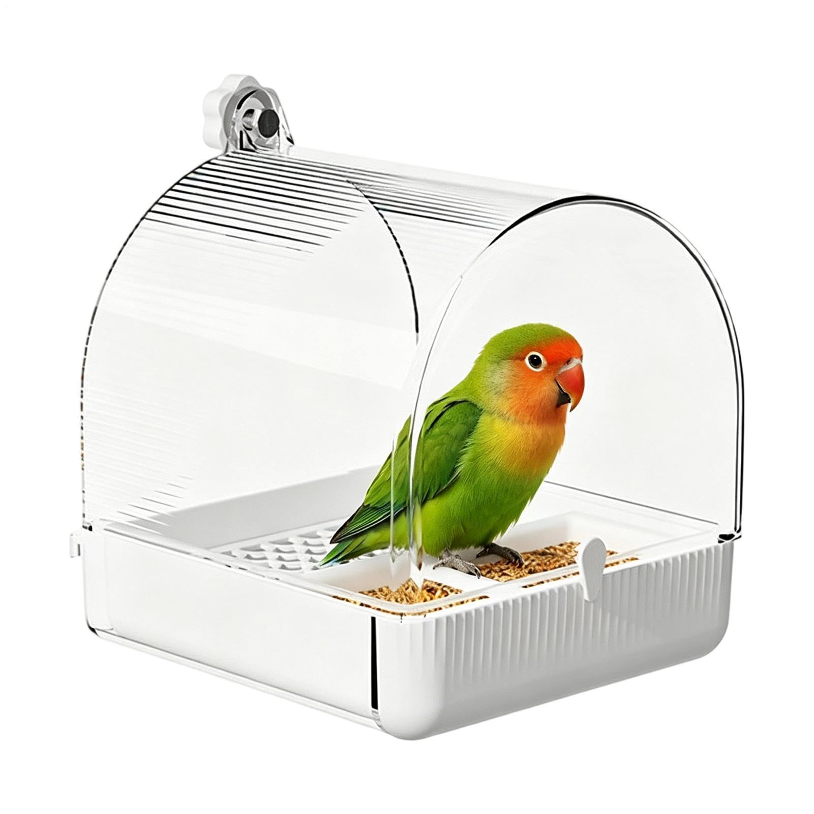 Bird Bath for Parakeets Pull-Out Transparent Multifunctional Parrot Feeder