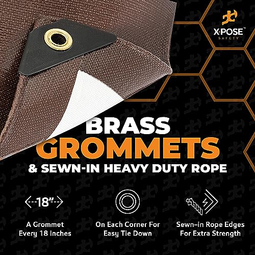 image for Xpose Safety 10' x 10' Brown/White Ultra Heavy Duty Tarp - 20 Mil Tarp