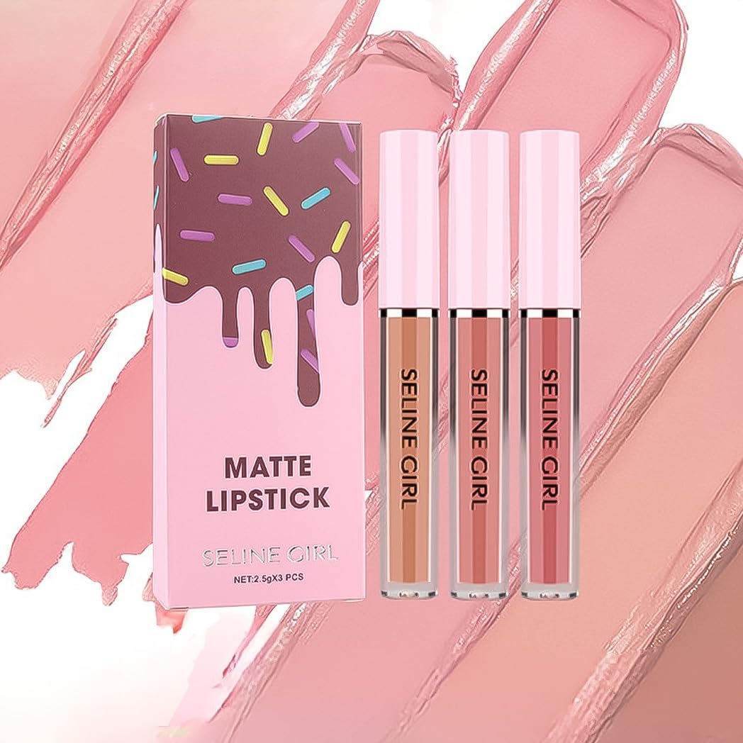 Matte Lipstick Set, 3 Piece Lip Gloss, Plumping and Hydrating, for Women