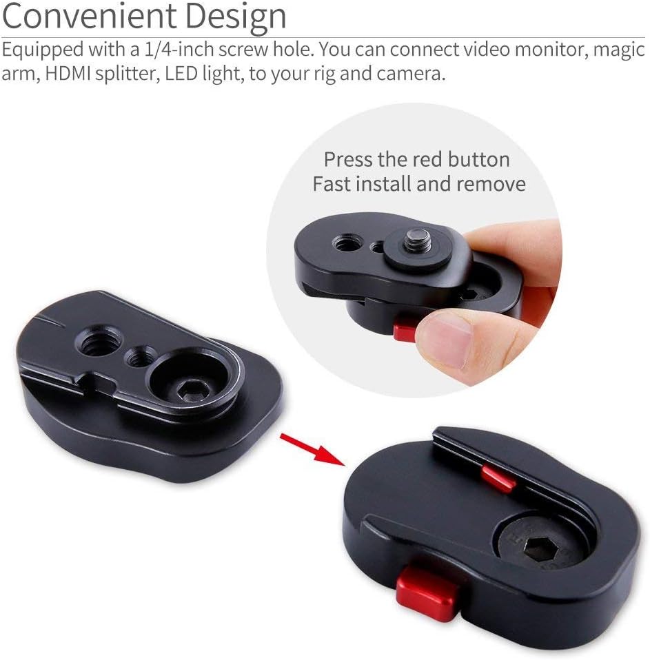 Professional Aluminum and Steel Exchangeable Mini Quick Release Plate for DSLR Tripod Led Light, Feelworld Lilliput SmalHD Monitor, Magic Arm,Flash Light