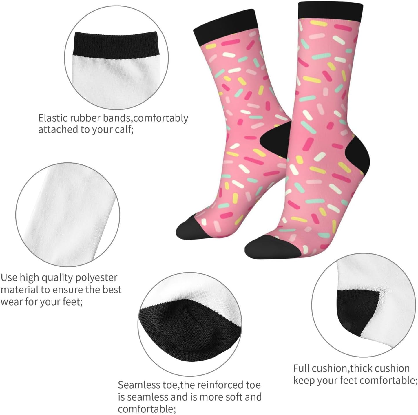 Fun Colorful Novelty Socks, Food Crazy Crew Socks Casual Dress Socks for Men Women Gifts - Image 5