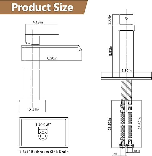 Miniatura 7 de FRANSITON Grifo de baño de cascada de níquel cepillado grifo de lavabo de 1 o 3 agujeros grifo de lavabo con cubierta y drenaje desplegable
