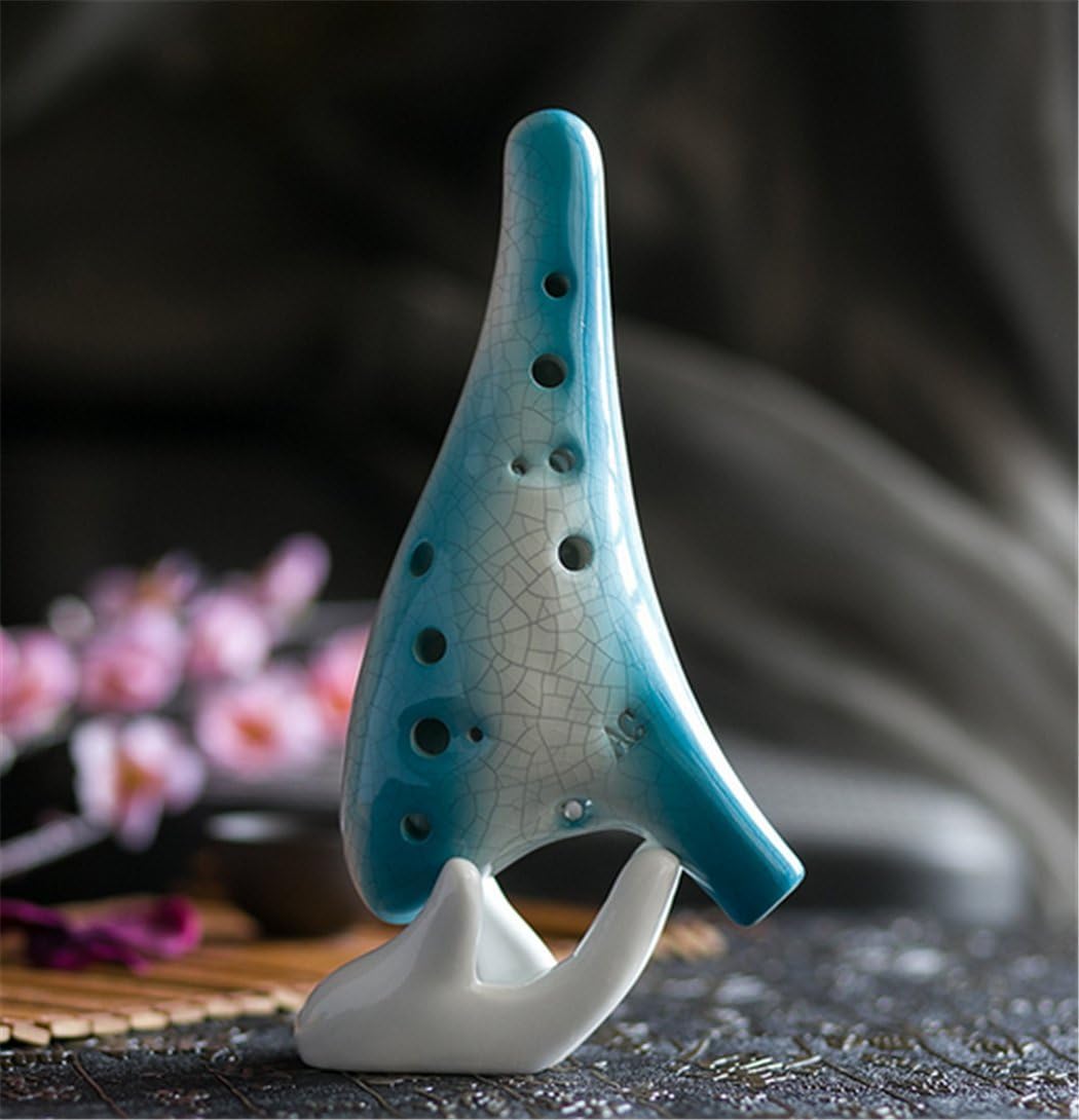 Ocarina 6 Trous Style Bouteille - Tonality Do Alto - Céramique émaillée Bleue - Pour Débutants