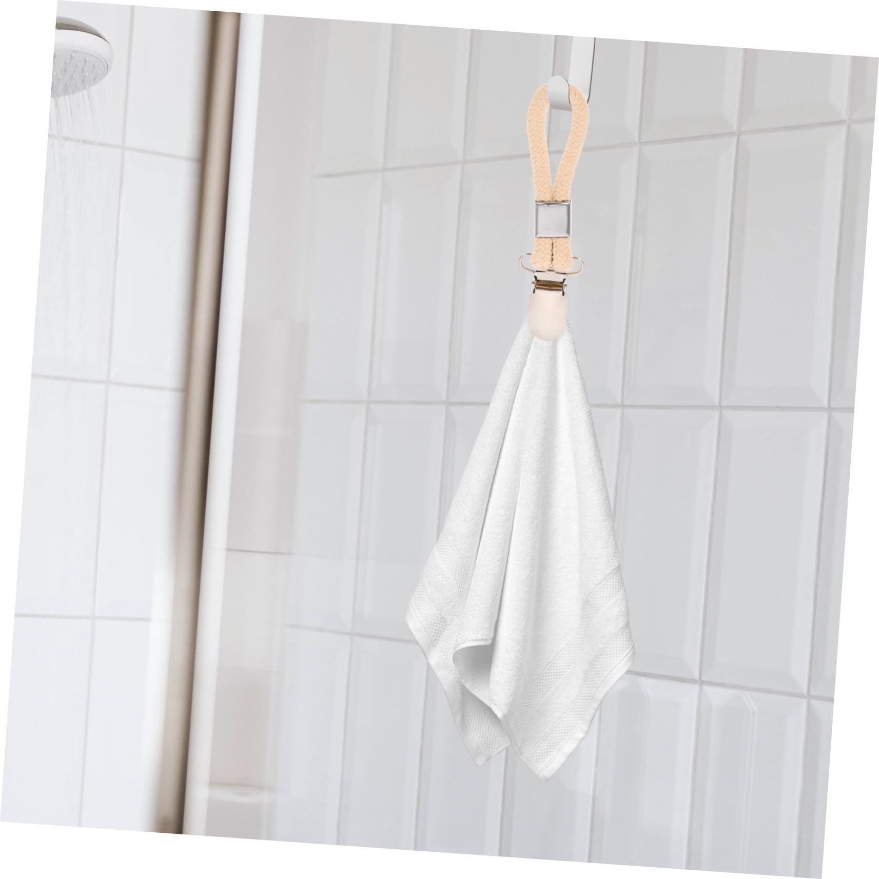 Ciieeo 20 Piezas Toallero de cuerda de algodón Clip toallas baño perchas de clip de gancho de tela titular de la toalla de plato toalleros clips para colgar ropa a prueba de polvo acortar