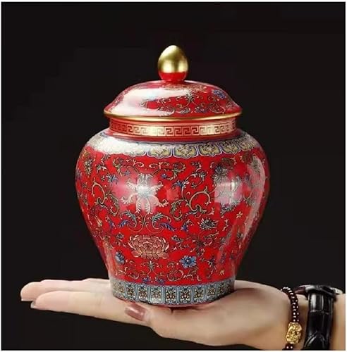 Miniatura 6 de Jengibre Tarro Decorativo Tarro Antiguo Chino Imperial Esmalte Porcelana (Pequeño, Azul)