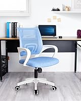 Vista 8 de NEO CHAIR Office Desk Computer Chair Ergonomic Mesh Gaming Mid Back Seat with Comfy Lumbar Support Adjustable Height Swivel for Home Task (Sky Blue)