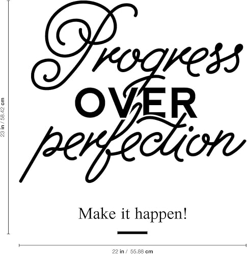 Miniatura 3 de Calcomanía de vinilo para pared, Progreso sobre la perfección, 23 x 22 pulgadas, citas motivacionales de vida positivas para el hogar, dormitorio,
