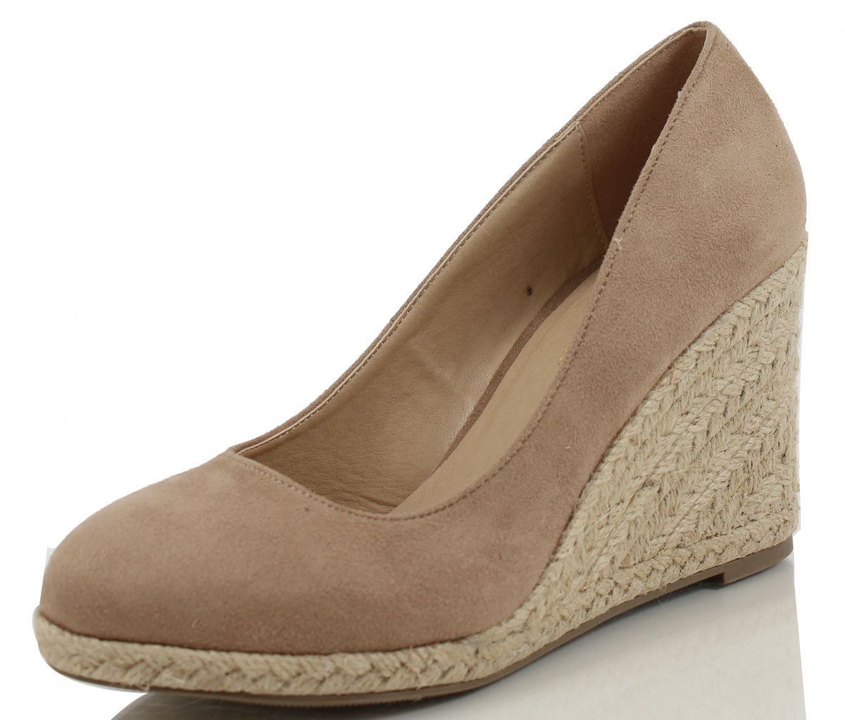 Delicious Womens Parma Round Toe Espadrille Wedge Slip On Sandals