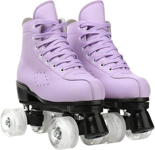 Miniatura 3 de Womens Roller Skates Classic High-top Double-Row Leather Adult Roller Skates Outdoor Four Wheel Double Skates for Girls Unisex