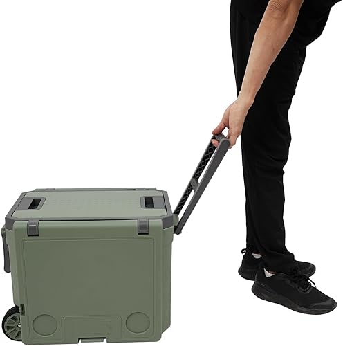 Miniatura 8 de Enfriador portátil multifuncional, enfriador rodante 2 en 1 con ruedas y mesa temporal, 41.54 x 21.46 x 15.55 pulgadas, enfriador plegable con