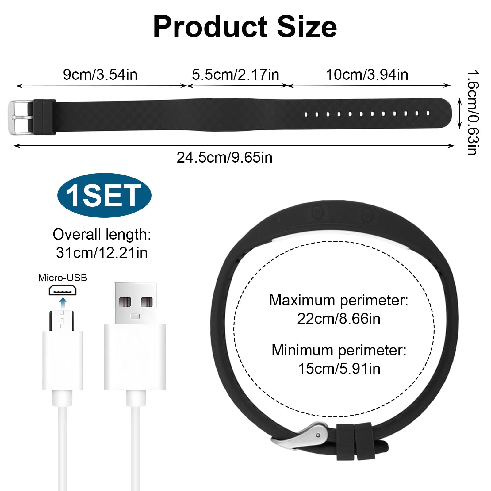 Bracelet Réveil Vibrant Intelligent Montre Vibrante Podomètre avec 8 Alarmes Multiples, Minuterie Répétitive Suivi du Sommeil et 30 Jours Activité Étanche IP65 Étanche Sangle Silicone Hypoallergénique