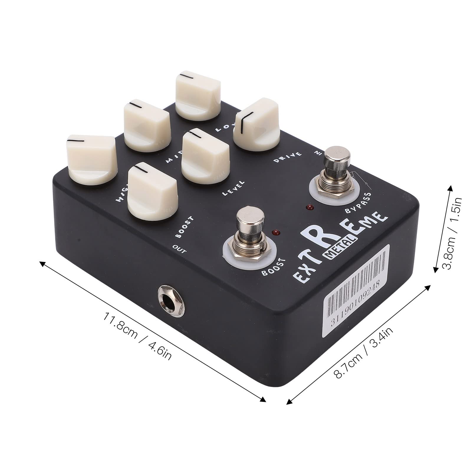 Pedale Effetto Distorsione in Metallo, EQ a 3 Bande Low Mid High Gain Pedale Distorsione Chitarra True Bypass Accessori Per Strumenti Musicali Per Effetto Chitarra Elettrica JF‑17