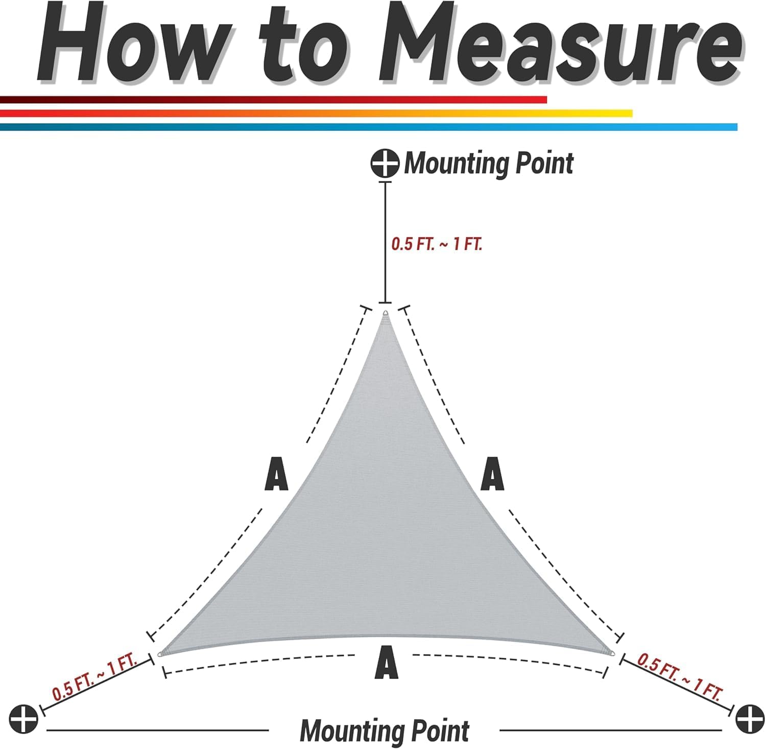 Shademart Heavy Duty 12' x 12' x 12' Beige Sun Shade Triangle Pro Ring Shade Sail, 260 GSM Commercial Grade UPF50 Sunshade, Reinforced Corners & Edges - 5YearWarranty (We Make Custom Size)