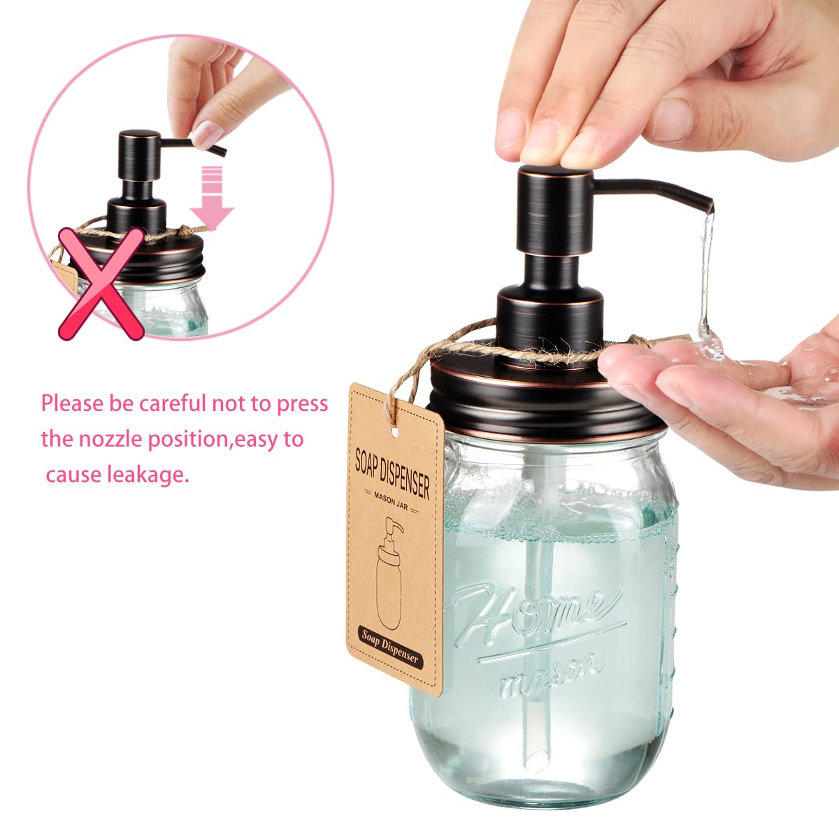 Mason Jar - Juego de accesorios de baño de 4 piezas, dispensador de jabón de loción y 2 soportes Qtip y soporte para cepillos de dientes, decoración rústica de granja, decoración del hogar de 2