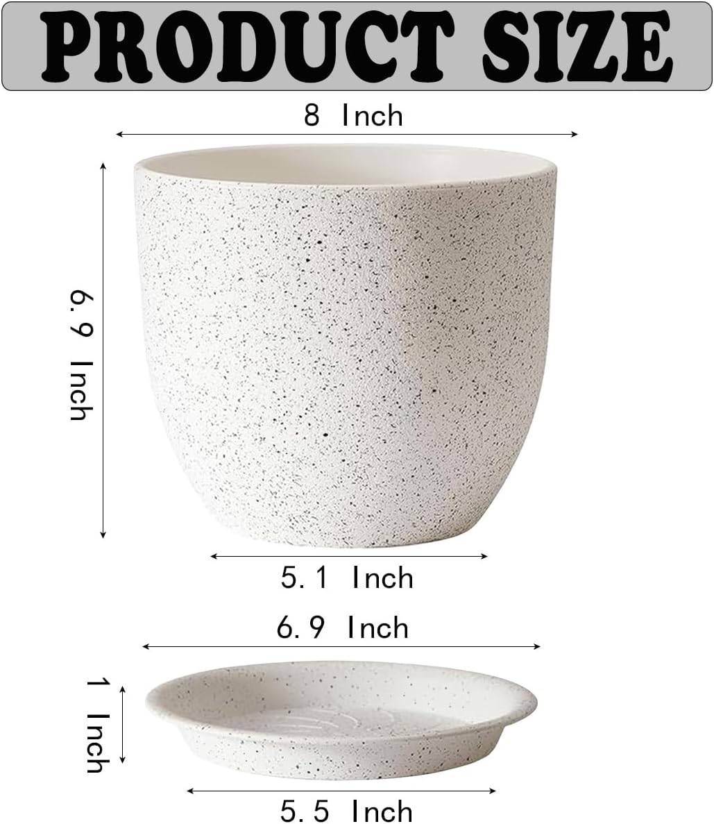Set of 4 Flower Pots for Outdoor Indoor, Planters for All Houseplants, Succulent, African Violets, Orchid and Cactus, Plants Pots, Speckled White