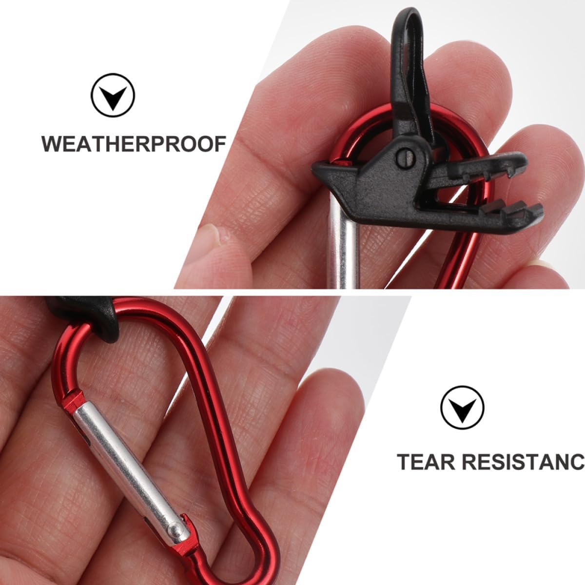 FRCOLOR 10pcs Tent Fixing Clips and Windproof Tarp Clamps with Carabiner Hooks, Outdoor Camping Tent Accessories Set for Tarp Securing and Shelter Stabilizing