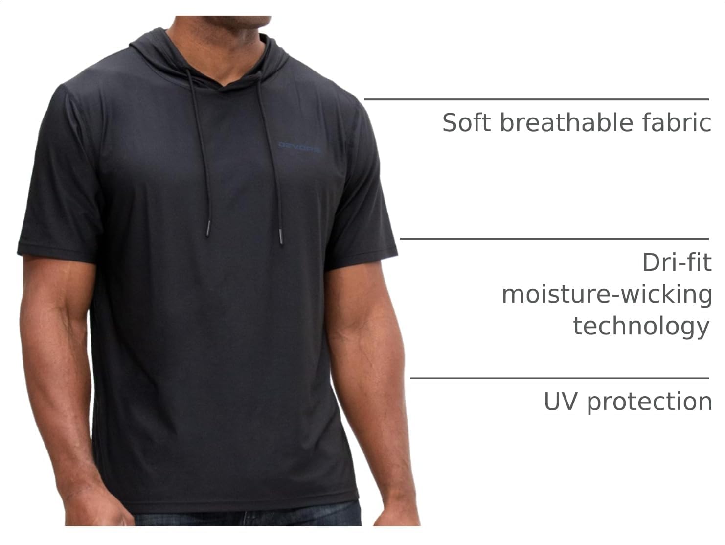 DEVOPS 3 Pack Men's Athletic Workout Short Sleeve Hoodie Shirt Light Weight image 4