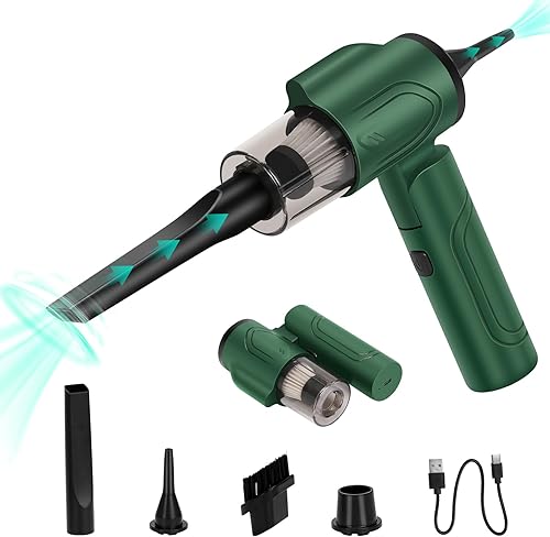 TekkPerry Plumero de aire comprimido, mini limpiador de teclado de aspiradora, aspiradora de computadora 3 en 1 para automóvil, computadora,