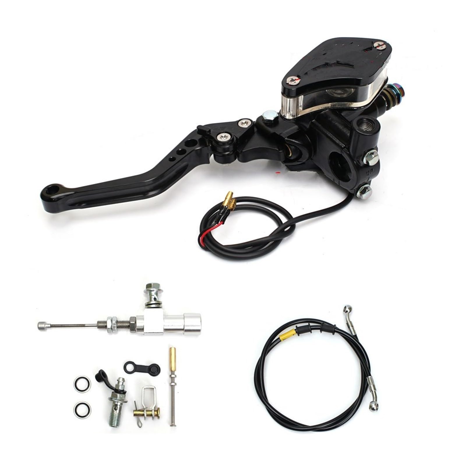 Pbqenxb Break and Clutch Levers 22mm Motorcycle CNC Hydraulic Clutch Kit Lever Master Cylinder Knitting Oil Hose(Silver)
