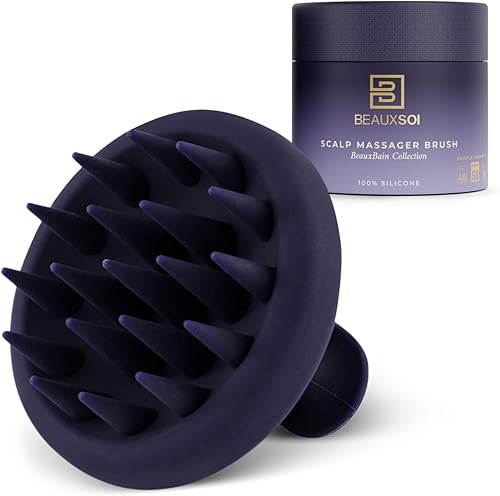 BEAUXSOI Cepillo de silicona mediana para champú y exfoliante para el cuero cabelludo, masajeador para el crecimiento del cabello, limpiador de