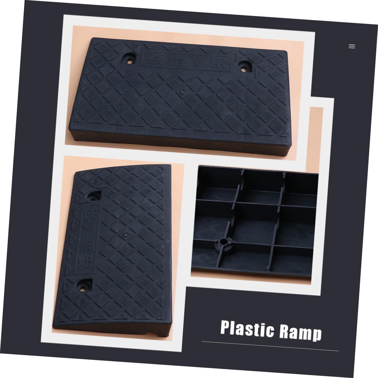 Plastic Car Threshold Ramp 50x27x9cm Black Rubber Vehicle Loading Slope Ramp for Driveway Dock Motorcycle Wheelchair Accessories